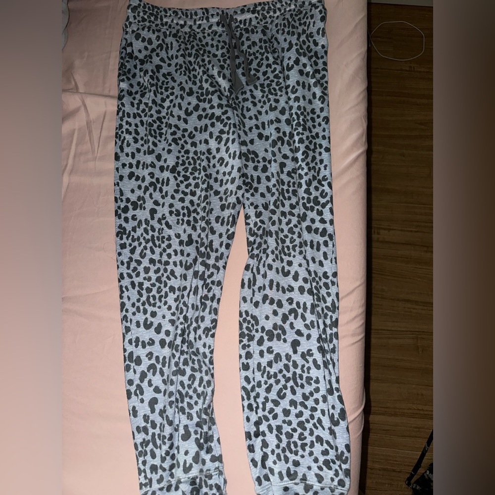 Cheetah print gray pajama pants